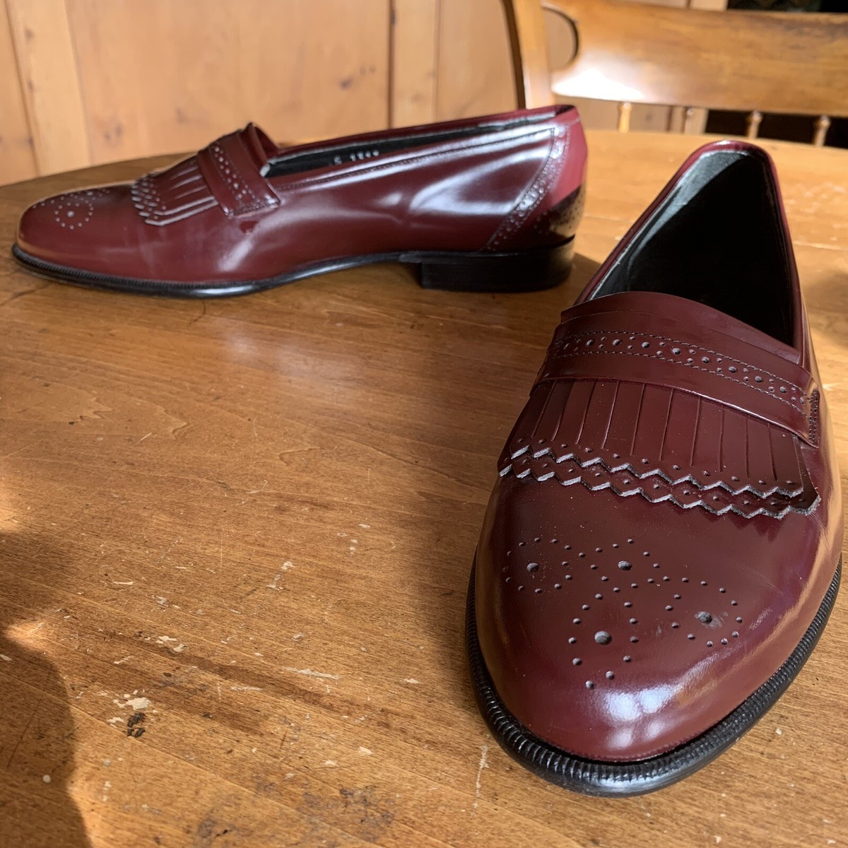 Mens Johnston Murphy Deep Red Double Kilty Italy Size 9.5 M Preppy Johnston & Murphy Tassel Kiltie Loafers Cognac‎ Italian  main image 4