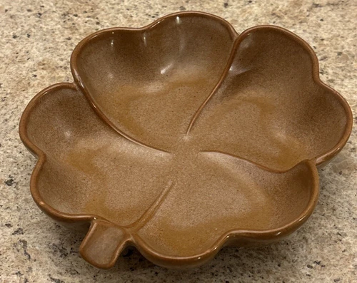 VTG Frankoma Pottery 4 Leaf Clover Brown #223 Candy Trinket Dish Ashtray