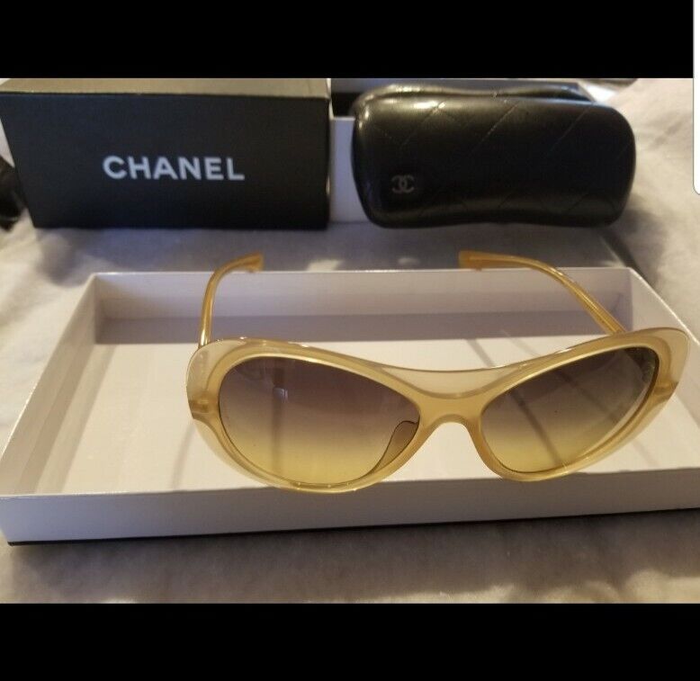 Authentic CHANEL light brown oval sunglasses - pre-owned