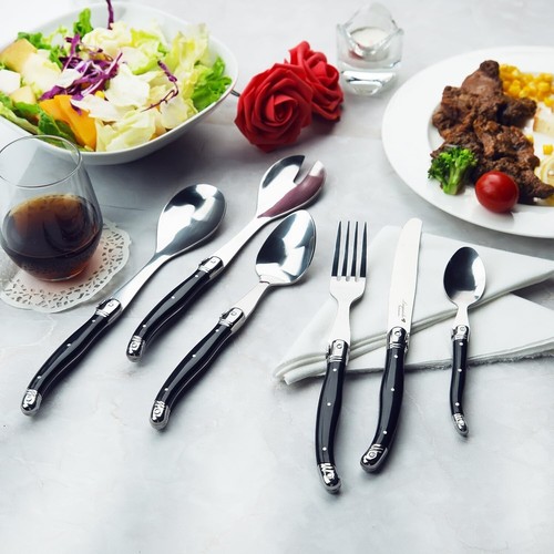 Laguiole By Stainless Steel Flatware Set. Black Color Handle, Wooden Storage ... - Picture 4 of 7