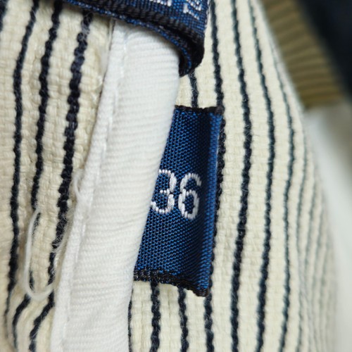 Men's VTG Polo Ralph Lauren Cotton Shorts Cream Navy Stripe Size 36 - Picture 7 of 13