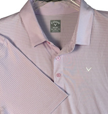 Callaway Shirt Mens XXL Opti-Dri Lavender Pinstripe Golf Polo Short Sleeve