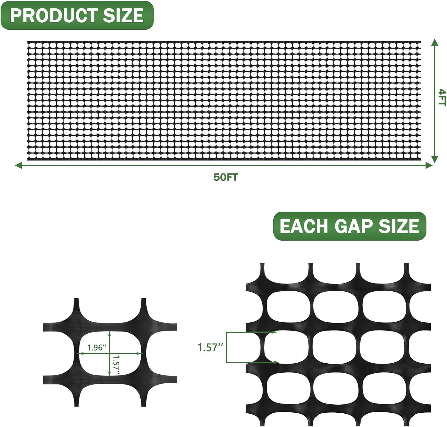 50FT Plastic Safety Fence with Zip Ties, Garden Snow Fence (4 Pack)