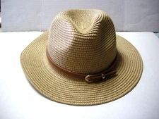 Paper & Polyester Hat, Medium Brown With Hat Band, Brand New
