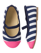 Gymboree Toddler Girls Navy White Striped Flats Pink Dress Shoes Many Sizes