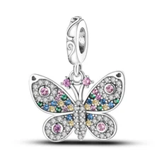 MULA European 925 Silver DIY Charm Pave Colorful CZ Butterfly For Women Bracelet