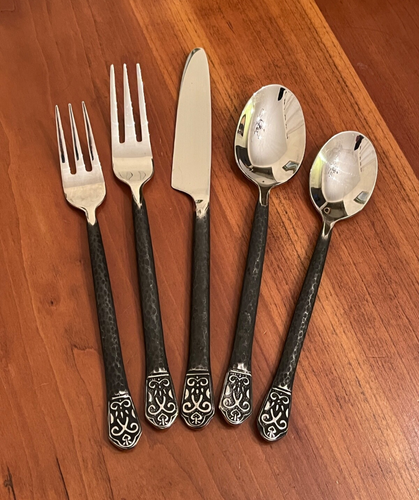 Gourmet Settings AVALON BARCELONA  Flatware  Black Hammered Handle - Choice - Picture 1 of 13