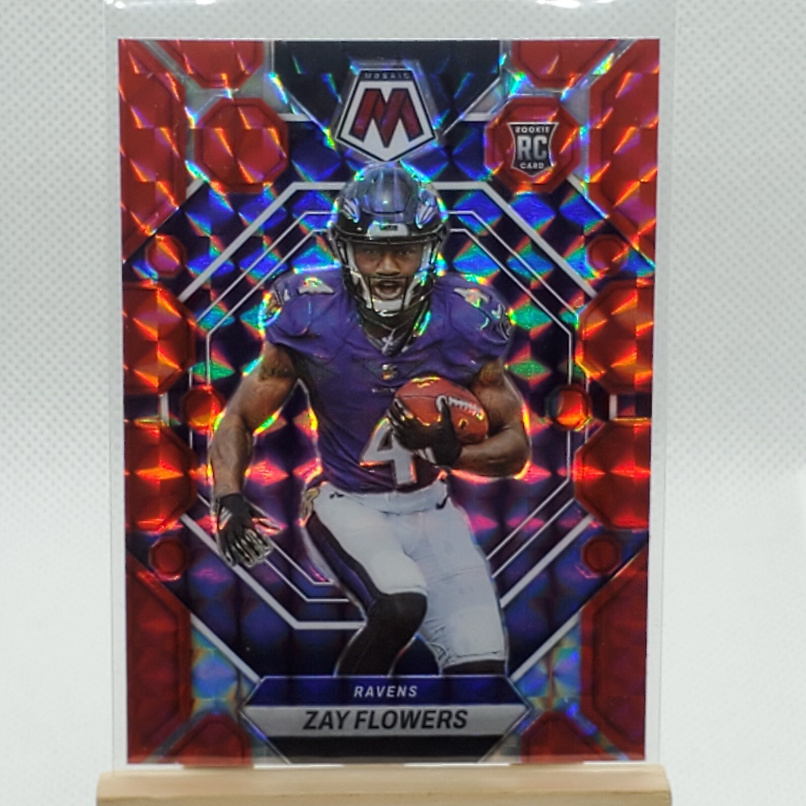 2023 Panini Mosaic Rookies Red Mosaic Prizm Zay Flowers #380 Rookie RC Ravens