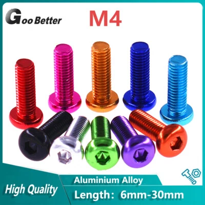 GOO BETTER M4 Socket Button Screws Aluminum Alloy Dome Head Hex Allen Bolt Colourful Metric