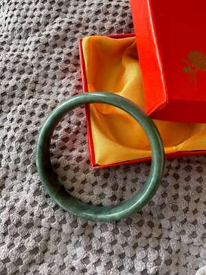 Gorgeous Dark Green Real Jade Bracelet Bangle Wealth Good Fortune Good Luck 66mm