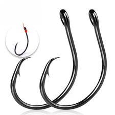 Inline Circle Hook Saltwater Fishing Catfish Hooks 25~100Pcs Wide Gap Non-Offset