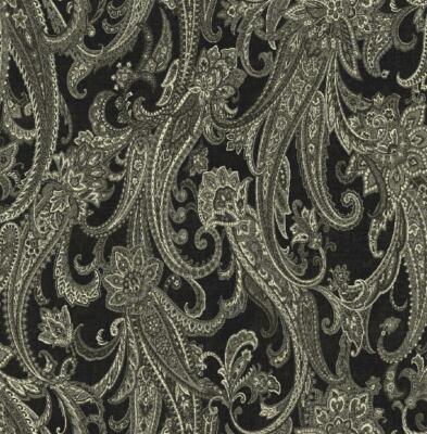 Wallpaper Black Gray Cream Large Elongated Paisley , 56 sq ft / bolt