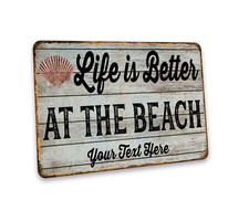 Personalized Life Is Better At The Beach Sign Home Decor Ocean Surf 108122002013