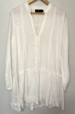 Pomander Place by Tuckernuck White Ophelia Dress Beaded Cover-up Size Medium