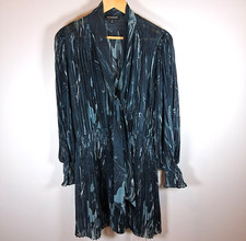 Banana Republic Deep Blue Sheer Dress Womens Sz M Abstract Moody Whimsigoth