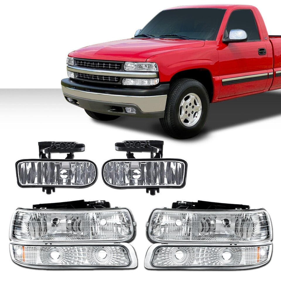 Bumpers & Parts For Chevrolet Silverado 1500 LED DRL Chrome Headlight Bumper Lamp Set For 99 02 Chevy 599250 - Foto 11