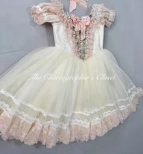 Professional Beige Pink Graduation Ball Clara Coppelia Ballet Dress L 10 11 12