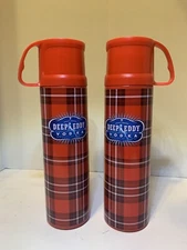 Austins Orig Deep Eddy Vodka 16oz Double Wall Stainless Plaid Thermos Set 2 Ltd
