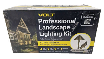 VOLT Professional Landscape Brass Lighting Kit - 4 Spot Lights, 2 Path Lights