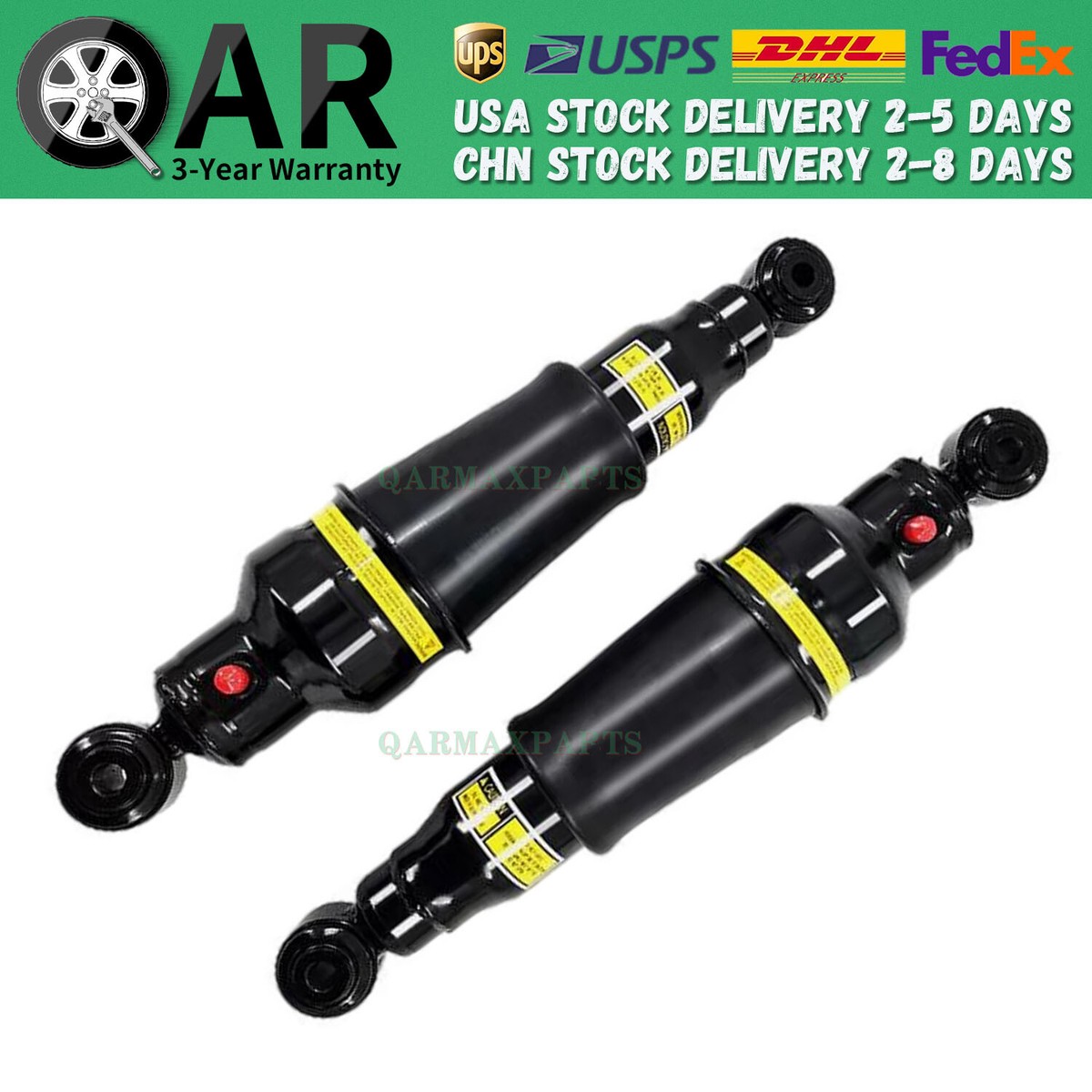 Rear Air Shock Absorber Set For Nissan Armada 5.6L 2008-2015 - Gas Charged, Direct Fit Replacement