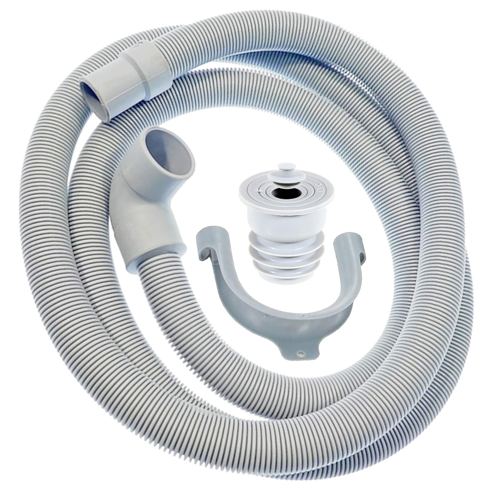 Drain Hose Seal Plug Kit 2m Washing Machine Dishwasher Angled Pipe 20mm 30mm