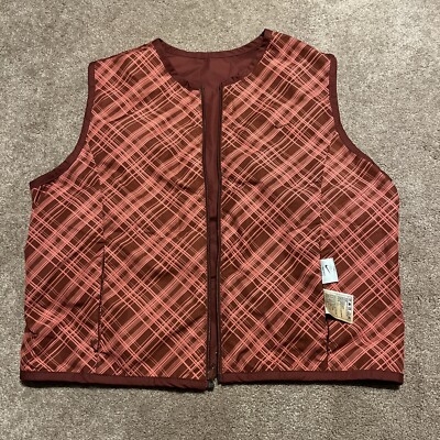Vintage Nike Red Reversible Full Zip Windbreaker Vest Women Large Pockets