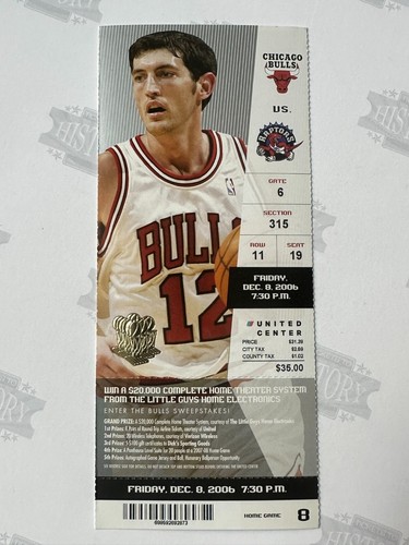 2006 Toronto Raptors at Chicago Bulls Ticket 12/8/06 | eBay
