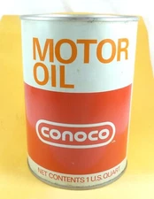 Vintage Conoco Motor Oil Can - 1 Quart - Metal - Empty