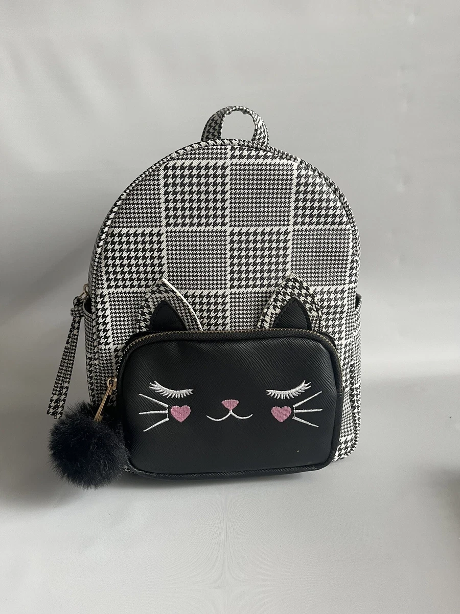 Underonesky black&white houndstooth kitty cat mini backpack purse NEW W/tags