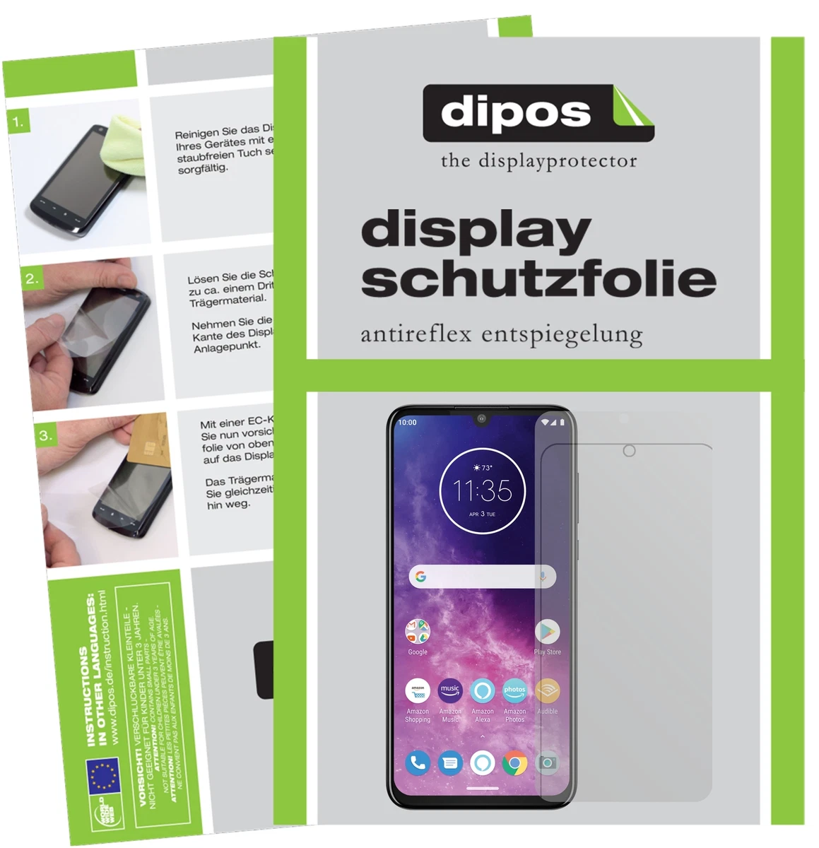 Dipos Pellicola Protettiva Crystalclear Per Motorola Moto 360 – 2 Pezzi, Trasparente, Made In Germany