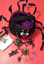 Fun Spider Fabric Treat Tote Bucket Bag or Centerpiece  Spiders Halloween