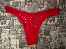 NWT Victoria's Secret Stretch Cotton Scatter Shine High Leg Thong Panty Red XS