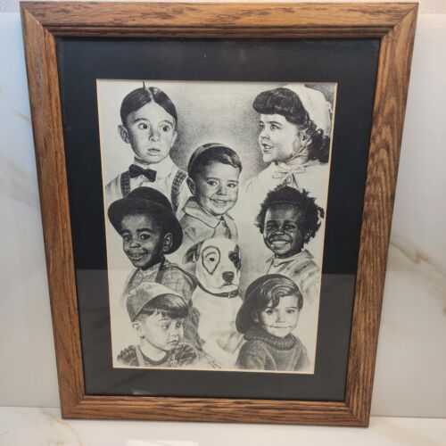The Little Rascals Framed PRINT of 1982 Charcoal Drawing Artist Penny Alexander - Picture 1 of 7