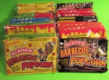 21 BAGS ASS KICKIN' MICROWAVE POPCORN, 9 GREAT FLAVORS! MILD TO SPICY,TRY TODAY!