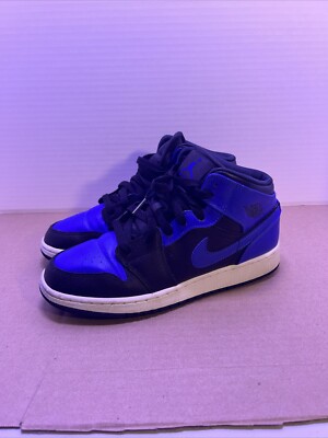 Nike Air Jordan 1 Mid Hyper Royal GS BLACK/HYPER ROYAL-WHITE 554725-077 Size 7y