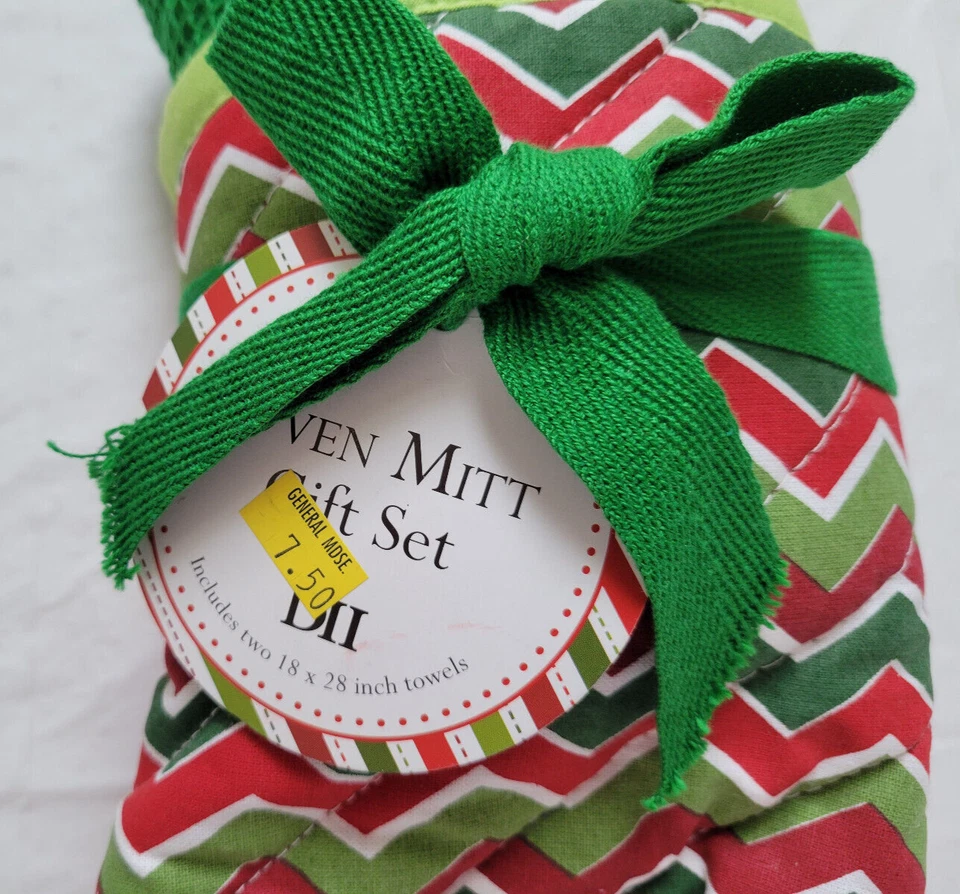 Hágalo usted mismo Navidad Wave Stripe Horno Guante y Toalla Set de Regalo Paquete de 3 Foto 2 de 4