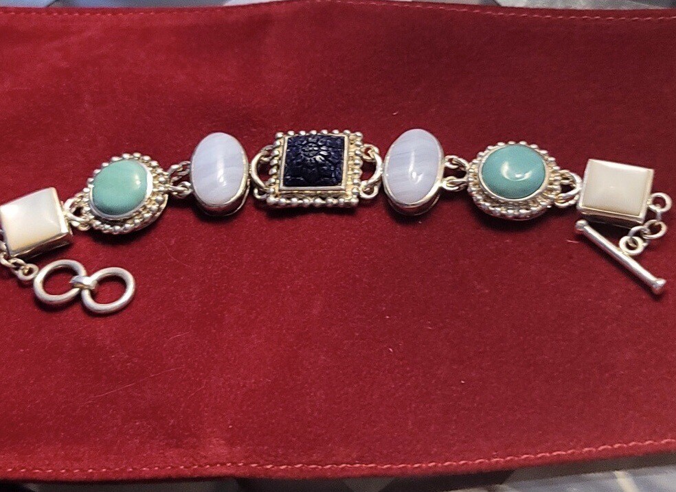 Multi-gemstone Sterling Silver Toggle Bracelet - image 6