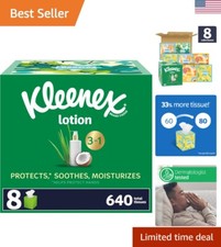3-Ply Coconut Oil Facial Tissues - Gentle  Soothing, 8 Cube Boxes, 640 Total