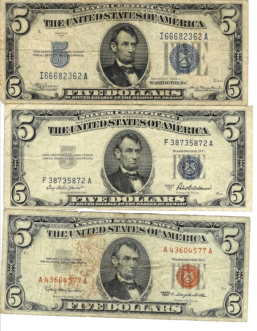 Circulated $5 1957 US Small Size Paper Money Notes for sale | eBay