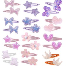 12 Pairs Hair Clips for Girls Hair Accessories for Kid Cute Glitter Toddler G...