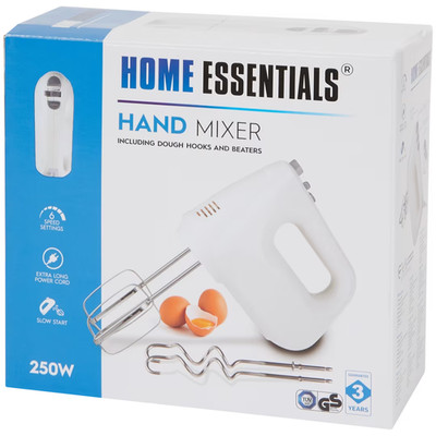 Handmixer HOME ESSENTIALS,250 Watt,6 Stufen,Kneethaken+Schneebesen neu eingeschw