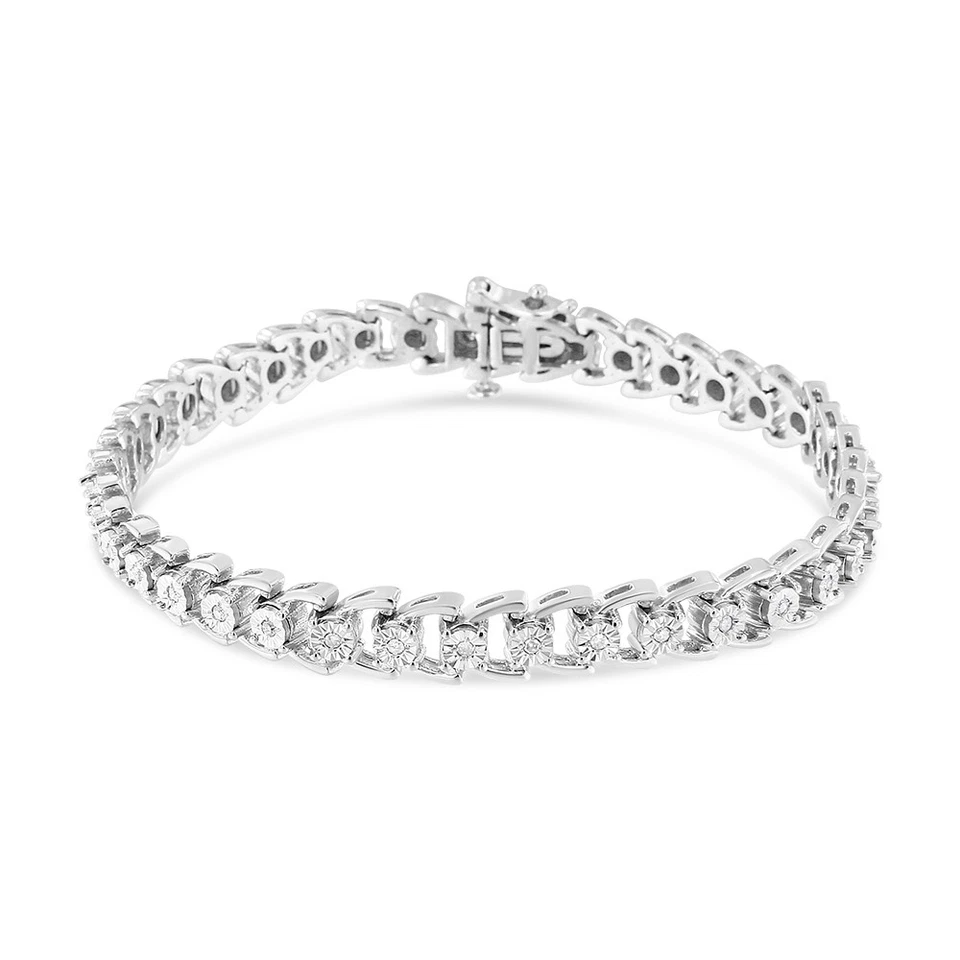 1/4 Carat Miracle Set Round Diamond Linked Line Bracelet in Sterling Silver - Image 2 of 4