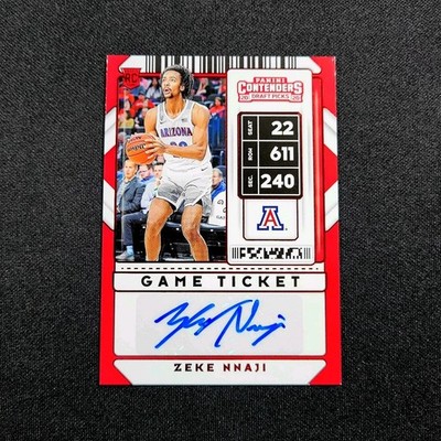 2020 Panini Contenders Draft Picks Zeke Nnaji RC Auto Game Ticket Red #84 AZ