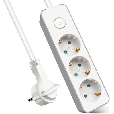 Flat Plug Multiple Socket 3-Way Power Strip Flat Plug with Push Button Switch...