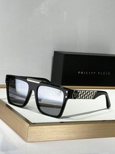 Philipp Plein Men’s Sunglasses Black Frame Silver Mirror Lens Luxury Designer Ey