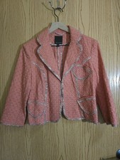 The Limited Decorative Women's Pink Lace Cropped Blazer Paisley Trim Size Medium