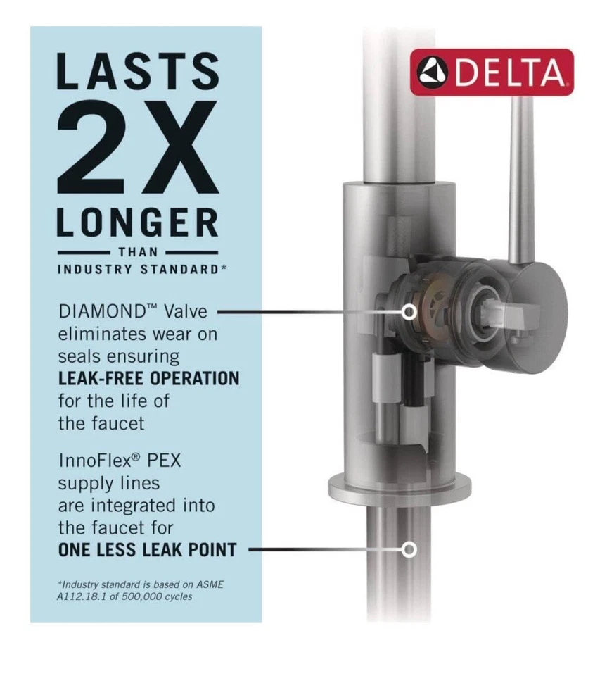 Кухонный кран Delta Essa с одной выдвижной ручкой 9113-ar-dst Arctic нержавеющая сталь - Изображение 3 из 4