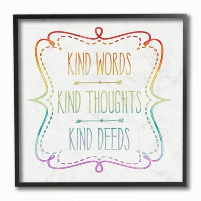 Kind Words Thoughts and Deeds Black Framed Wall Art, 12x12, Design by Artist ...