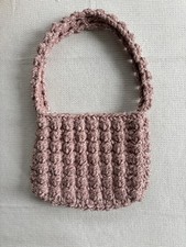 Handmade Crochet Bubble Purse In Raspberries  Cream