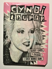1985 Topps Cyndi Lauper Cards, 1 Sealed Wax PACK From Box, 3 Cards  3 Stickers
